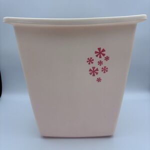 Vintage Rubbermaid MCM Trash Can Pink with Flowers 10" Retro Bathroom Vanity EUC